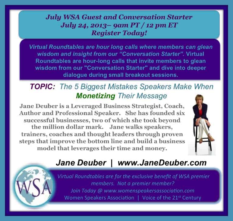 WSA Virtual Roundtable July 24, 2013